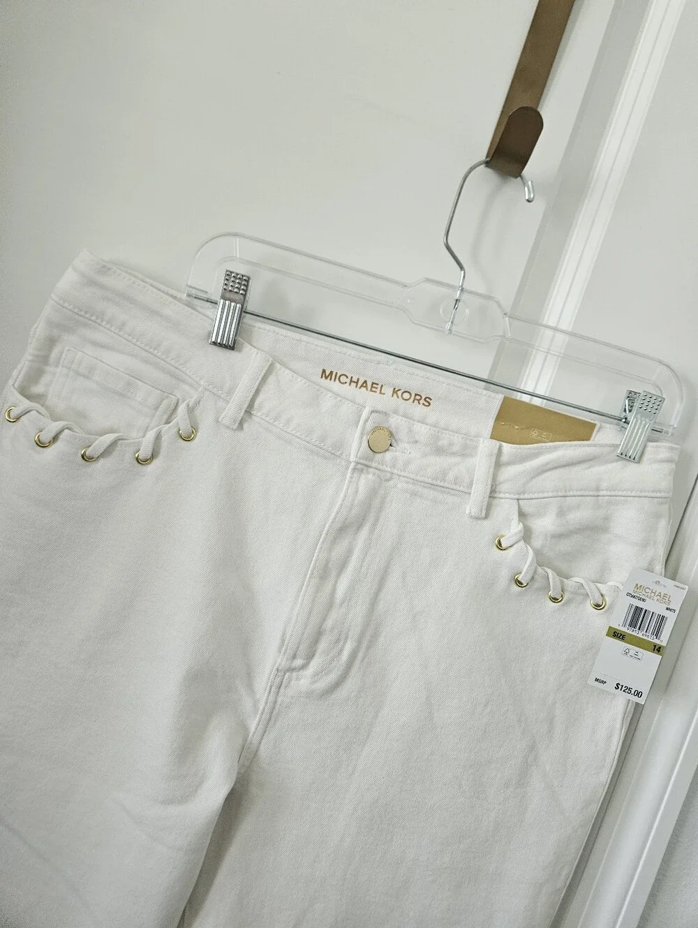 NWT Michael Kors White Selma Flared Jeams Size 14 , 25